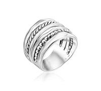 Anello statement in argento sterling 925, multi corda e filamenti, fatto a mano, look vintage, casual, ipoallergenico, senza nichel, piombo, collezione di design, gioielli da donna, 11, metallo