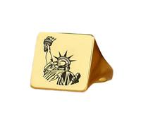 Anello statua della libertà di forma quadrata | Argento sterling 925 placcato oro | Gioielli da regalo, anelli con sigillo in stile vintage, gioielli fatti a mano ipoallergenici| LK_PDR_01397_9.5