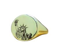 Anello statua della libertà di forma rotonda | Argento sterling 925 placcato oro | Gioielli da regalo, anelli con sigillo in stile vintage, gioielli fatti a mano ipoallergenici| LK_PDR_01382_8.5