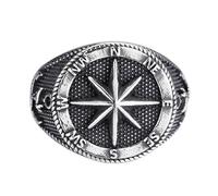Anello stella nautica bussola in argento sterling 925 anello ancora barca marina per uomo aperto regolabile