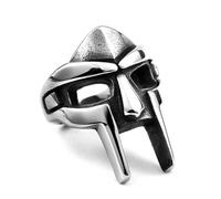 Anello stile gladiatore con maschera del destino, in metallo argentato e inossidabile, taglia 7-14