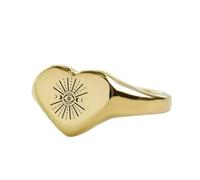 Anello terzo occhio a forma di cuore | Argento sterling 925 placcato oro | Gioielli da regalo, anelli con sigillo in stile vintage, gioielli fatti a mano ipoallergenici| LK_PDR_01899_11