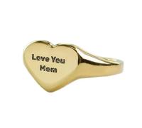 Anello ti amo mamma a forma di cuore | Argento sterling 925 placcato oro | Gioielli da regalo, anelli con sigillo in stile vintage, gioielli fatti a mano ipoallergenici| LK_PDR_01831_11.5