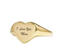 Anello Ti amo mamma a forma di cuore | Argento sterling 925 placcato oro | Gioielli da regalo, anelli con sigillo in stile vintage, gioielli fatti a mano ipoallergenici| LK_PDR_01836_5