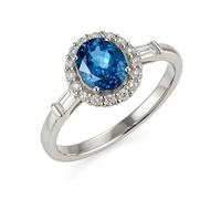 Anello topazio in oro bianco, anello da donna Halo con topazio e moissanite 9 K 14 K 18 carati oro bianco, 21 (19,4), Platino 950, Topazio Moissanite