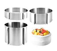 Anello Torta, 3 PCS Stampo Circolare per Torte Regolabile e Allungabile, Coppapasta Tondi Torta 16-30cm, Altezze 5CM/8CM/15CM, Cerchio Coppa Pasta Tondo