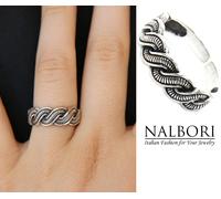 Anello treccia argento 925 fedina aperto regolabile scuro anticato donna uomo