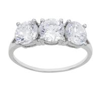 Anello trilogy argento 925 donna 3 zirconi 6mm bianchi rodiato brillanti +misure