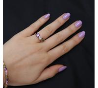 Anello trilogy argento 925 donna zirconi colorati verde viola bagno oro rosa