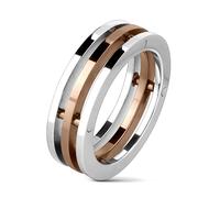 Anello Trio Anelli Uomo Acciaio E Rame Caffè Montaggio Design Meccanico 0911
