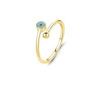 Anello turchese da donna oro, anello di fidanzamento in oro giallo 9 K/14 carati, rotondo, alla moda, elegante, 12 (16,6), Turchese