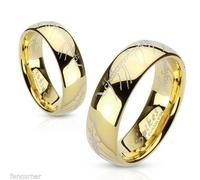 Anello Unico Acciaio Inossidabile Placcato Oro Incisione Laser Lord's Gold Ring
