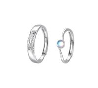 Anello unisex in argento 925, anello da donna in stile elegante, regolabile, da donna, Ajustable, Argento 925/1000, Opale