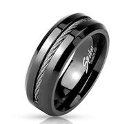 Anello Uomo Acciaio Inossidabile 316L Placcato Nero Con Cavo Torchon 4603