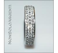 ANELLO UOMO DONNA ETERNITY ACCIAIO INOSSIDABILE 3 FILE ZIRCONI BIANCHI + misure