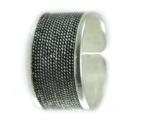 Anello Uomo Fascia Regolabile Argento Brunito Filigrana Sarda - Filu & Trama