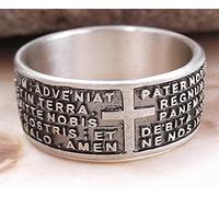 Anello uomo in argento 925 PADRE NOSTRO religioso preghiera latino con incisione