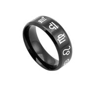 Anello Uomo Nero, Segni zodiacali Anello Lucido in Acciaio Inossidabile per Le Uomini, Taglia 22