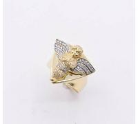 Anello Uomo Triangle Angel CZ in Oro Giallo 10K, Misure Tutte
