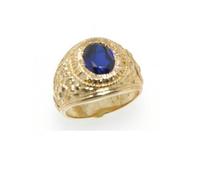 Anello US Americano In Oro Placcato 18 Ct Pietra Blu Zaffiro Taglie 52 A 72