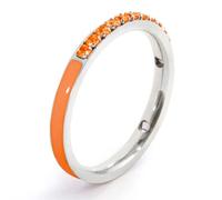 Anello veretta Marlù Sparkles donna acciaio con zirconi e smalto arancione (12)