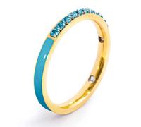 Anello veretta Marlù Sparkles donna acciaio con zirconi e smalto azzurro