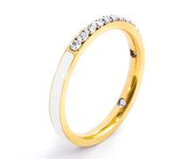 Anello veretta Marlù Sparkles donna acciaio con zirconi e smalto bianco (16)