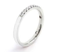 Anello veretta Marlù Sparkles donna acciaio con zirconi e smalto bianco (18)