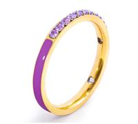 Anello veretta Marlù Sparkles donna acciaio con zirconi e smalto rosa (10)