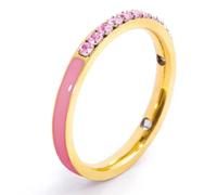 Anello veretta Marlù Sparkles donna acciaio con zirconi e smalto rosa (10)
