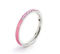 Anello veretta Marlù Sparkles donna acciaio con zirconi e smalto rosa (12)