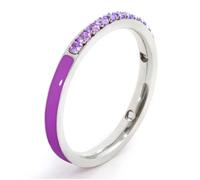 Anello veretta Marlù Sparkles donna acciaio con zirconi e smalto viola (16)
