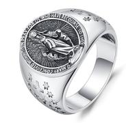 Anello Vergine Maria Anello Religioso in Argento Sterling 925 Anello sigillo da Uomo Regali Gioielli per la famiglia, i propri cari e gli amici