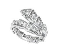 Anello vintage a serpente da donna, con zirconia cubica e strass, anello aperto regolabile, anello circolare con finitura in argento, accessorio alla moda per anniversario/matrimonio, regalo creativo