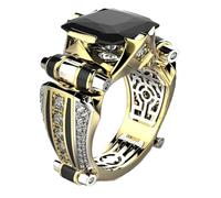 Anello vintage da uomo con zircone - Anello rettangolare vintage con zirconi, gioielli eleganti e semplici decorativi per matrimoni, appuntamenti, feste, anniversari e San, 7 3/4, rame +