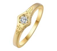 Anello vintage placcato oro 14 kt: motivo a diamante singolo, ideale per mostrare la propria eleganza, un ottimo regalo per le donne