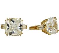 Anello Zirconia Cubica Oro Giallo 18kt Taglio Cushion Baggett Large Bold Marca 7