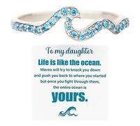 Anello Zodiacale A figlia Anello Surfer Anello Alti e bassi Figlia Anello Regali di compleanno per la figlia dalla mamma Anello d'acqua di lusso leggero europeo e Anelli per Tende Da 2 (B-G, One Size)