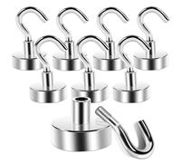 Anelueeoo 8 Pezzi Ganci Magnetici 20mm, Gancio Magnetico Magneti al Neodimio Con Gancio Con Occhielli Rotondi Ganci MagneticiPer Frigorifero Da Cucina, Campeggio, Soffitto, Griglia, Ufficio