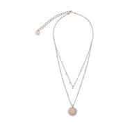 ANELY Collana da donna doppia fila con pendente in acciaio inossidabile bijoux moda 40 cm, Taglia:One Size, Colore:Argento