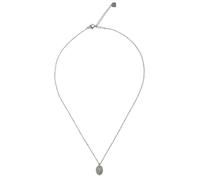 ANELY Collana donna con pendente ovale 70 cm Gioielli di moda Acciaio inossidabile, Taglia:One Size, Colore:Argento