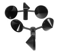 Anemometro a 3 Coppe Velocità Vento, Nero ABS | Confezione 2 Pezzi, Monitoraggio Direzione per Osservazione Meteo, Coppa Tazza Anemometro, Rilevatore Umidità