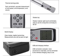 Anemometro a filo caldo portatile USB per computer, misuratore di velocità del e temperatura con sensore termico per industria, agricoltura, autostrada, plastica, gomma