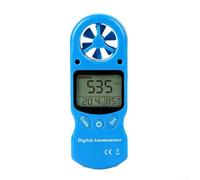 Anemometro digitale con temperatura e umidità, 0,3 - 30 m/s, precisione ± 5%, anemometro per ventilazione HVAC, misurazione della temperatura del vento, m/s, km/h, nodo per mph (blu)