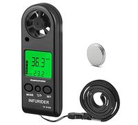 Anemometro Digitale, INFURIDER YF-816B Anemometro Portatile per Velocità del Vento 0,3-30 m/s Temp del Vento con Retroilluminazione Freddo MAX AVG