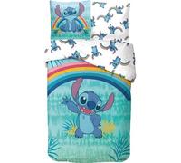 anemone Parure da letto Stitch, copripiumino Disney140 x 200 cm + federa 65 x 65 cm, 100% cotone (arcobaleno)