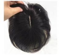 Anemone Real Human Hair Bangs leggera clip sottile nelle estensioni dei capelli per donne e uomini da 6 pollici parte media topper dritto (nero)