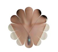Aneneiceera Collana lunga con ciondolo a forma di foglia turchese in argento, con ciondolo a forma di piuma, in metallo, minimalista, per maglioni e maglioni, gioielli da donna