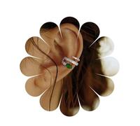 Aneneiceera Orecchini a polsino in stile bohémien con smeraldo e zirconia cubica, larghi, in argento, con cristalli verdi, non forati, orecchini minimalisti, gioielli per donne e ragazze (argento)