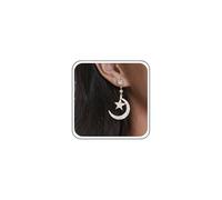 Aneneiceera Orecchini pendenti a forma di luna, in stile vintage, con strass dorati, orecchini a forma di luna pavé di zirconia cubica, orecchini a perno a forma di stella crescente, gioielli da donna